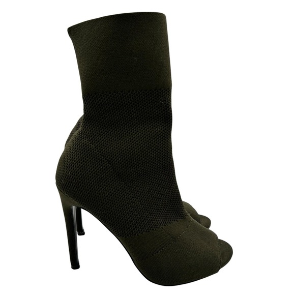 Steve Madden Khaki Green Peep Toe Sock Stiletto Heel Ankle‎ Boots Size 7.5M - Picture 2 of 9